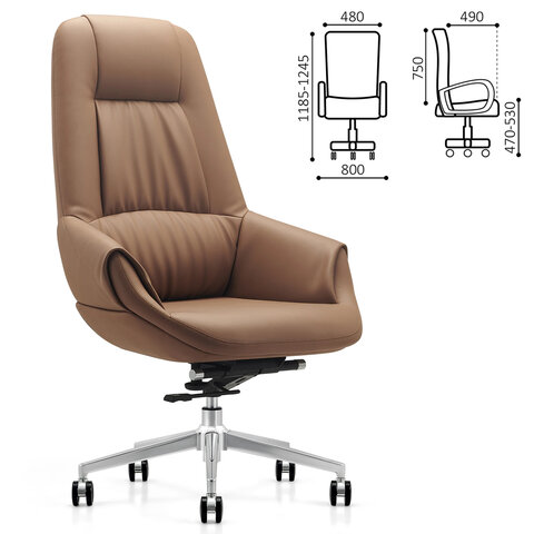 Кресло HAWASAN (ХАВАСАН) PREMIUM EX-810, хромированная сталь, экокожа, коричневое