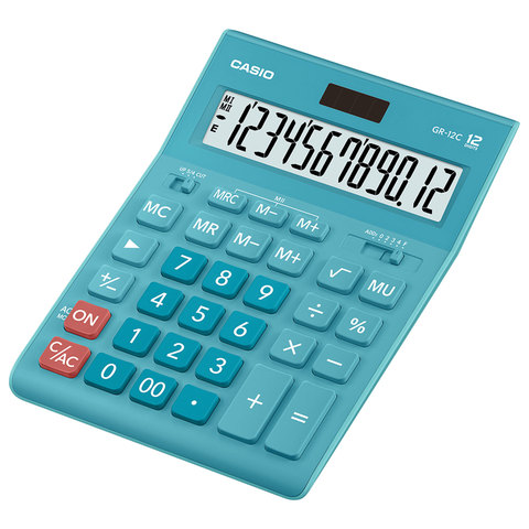 Калькулятор настольный Casio GR-12C-LB 12-разрядный бирюзовый