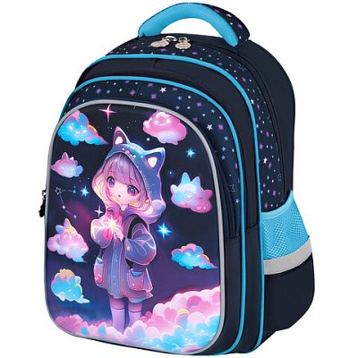 Рюкзак BRAUBERG KIDS FLOSSY, 2 отделения, 3 кармана, «Sky girl», 3D-панель, 40×28х18 см