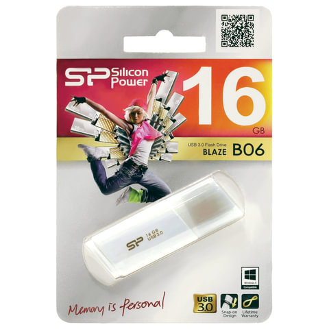 Флэш-диск 16 GB, SILICON POWER Blaze B06, USB 3.1, белый