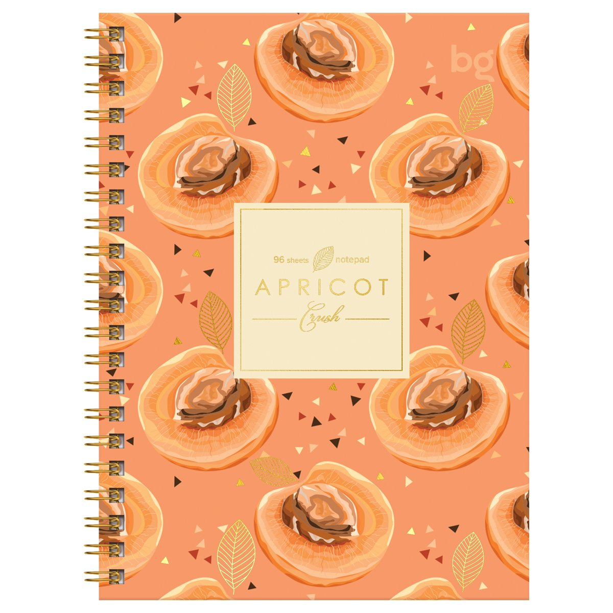 Записная книжка А6 96л., на гребне BG «Apricot Crush», глянцевая ламинация, тиснение фольгой, твердая обложка