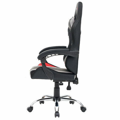 Кресло компьютерное CROMEX «Quantum GM-155 RGB», подсветка, две подушки, экокожа, черное/красное/серое