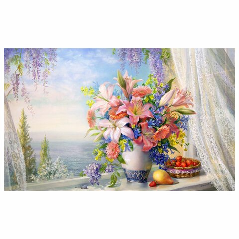 Картина стразами (алмазная мозаика), 40×50 см, ОСТРОВ СОКРОВИЩ «Букет с гладиолусами», без подрамника