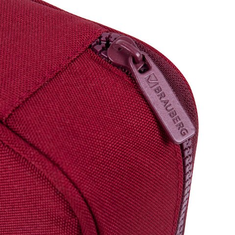 Пенал-косметичка BRAUBERG, 1 отделение, органайзер, полиэстер, 22×11.5×6 см, винный