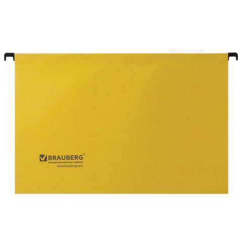 Подвесные папки картонные BRAUBERG, комплект 10 шт., 370х245 мм, 80 л., Foolscap, желтые, 230 г/м2, табуляторы