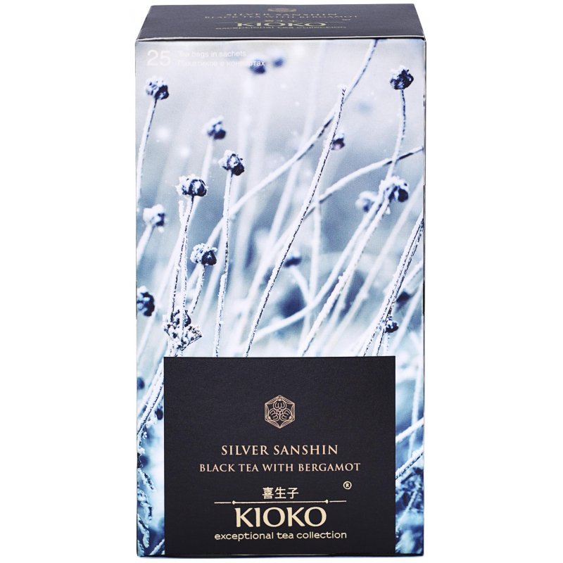 превью Чай Kioko Silver Sanshin черный с бергамотом 25 пакетиков