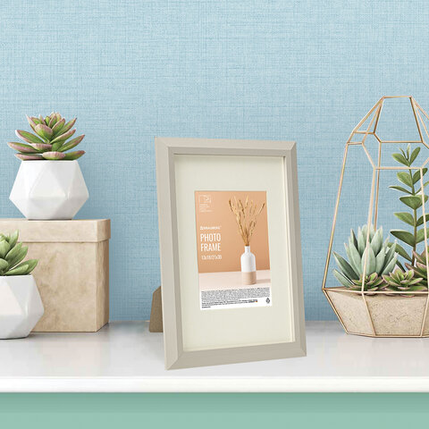 Рамка 21×30 см с паспарту 13×18 см, небьющаяся, аналог IKEA, багет 26 мм, МДФ, BRAUBERG «Zool», серая