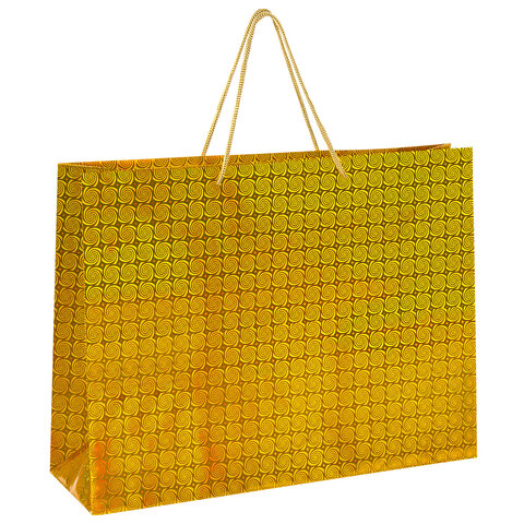 Пакет подарочный 45×13x33 см (XL), НАБОР 3 шт., 3 дизайна, голография, ЗОЛОТАЯ СКАЗКА
