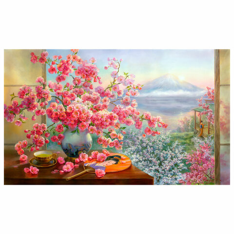 Картина стразами (алмазная мозаика), 30×40 см, ОСТРОВ СОКРОВИЩ, «Букет сакуры», без подрамника