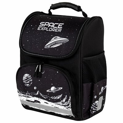 Ранец ПИФАГОР BASIC, 1 отделение, 3 кармана, эргономичная спинка, «Space invader», 35×28х18 см