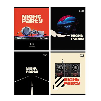 Тетрадь 96л., А5, клетка BG «Night party», микро sandy-touch лак