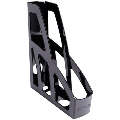 Лоток вертикальный для бумаг СТАММ «Лидер» (250×300 мм), ширина 75 мм, черный, полипропилен