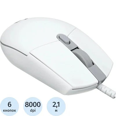 Мышь компьютерная Logitech G102 LightSync White Gaming (910-005809)