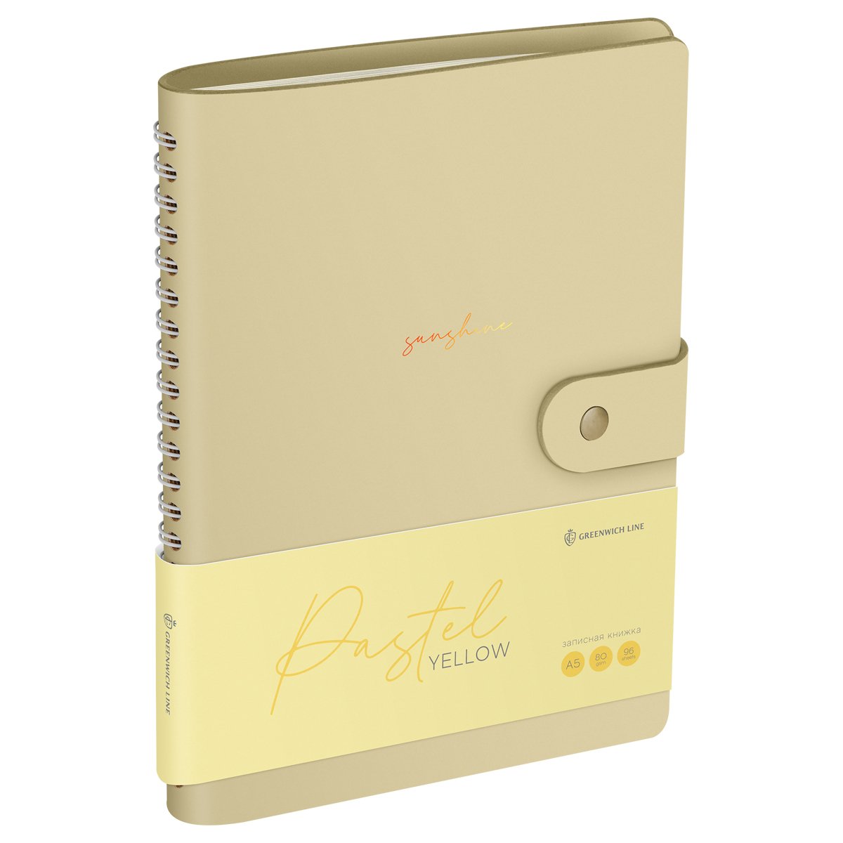 превью Записная книжка А5 96л. ЛАЙТ, кожзам, скрытый гребень, Greenwich Line «Pastel. Yellow», блок в линию