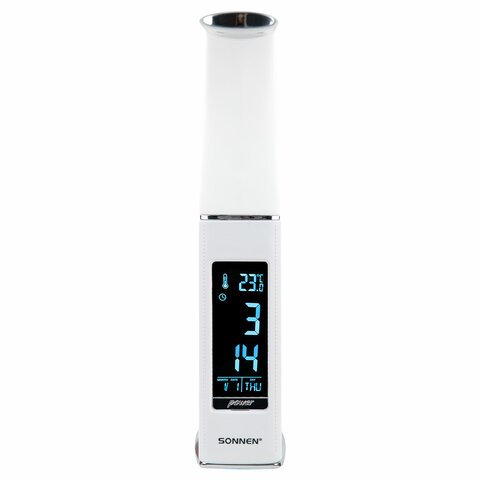 Настольная лампа-светильник SONNEN SM-01W на подставке, LCD-экран, СВЕТОДИОДНАЯ, 5 Вт, белый