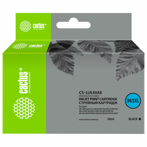 превью Картридж струйный CACTUS (CS-3JA30AE) для HP OfficeJet Pro 9010/9010e/9012/9014, черный