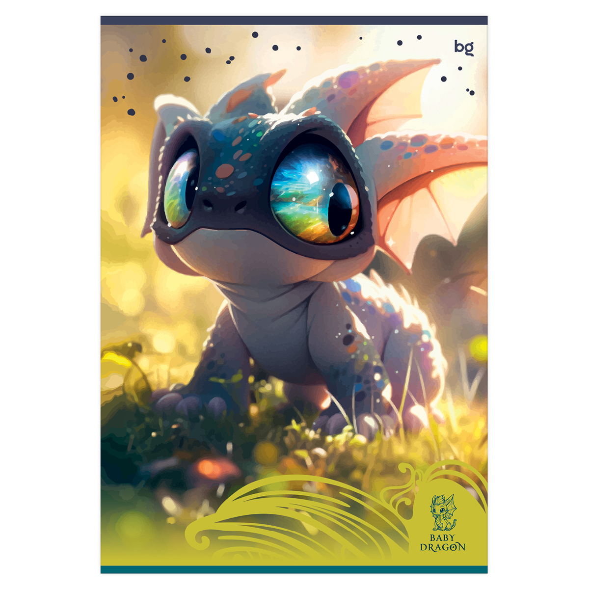 Тетрадь 96л., А4, клетка BG «Baby Dragon», глянцевая ламинация