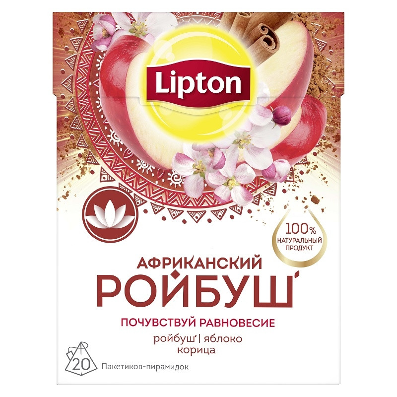 Чай Lipton Африканский Ройбуш с корицей и яблоком травяной 20 пакетиков