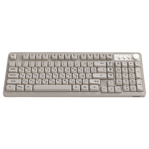 Клавиатура проводная USB, 102+98 клавиш, LED-подсветка, SONNEN K620, слоновая кость / серая