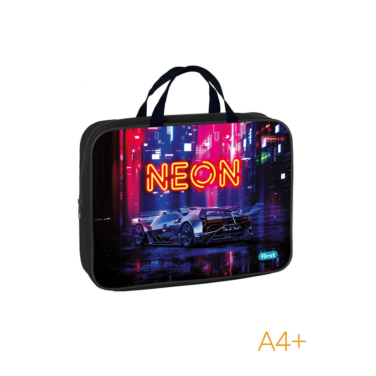 превью Папка текстильная с ручками 1 отделение, А4 Först «Neon knights», 350×265×80мм, текстиль, на молнии