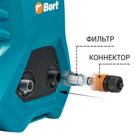 Минимойка BORT BHR-2000M-PRO, мощность 2 кВт, давление 150 бар, шланг 8 м
