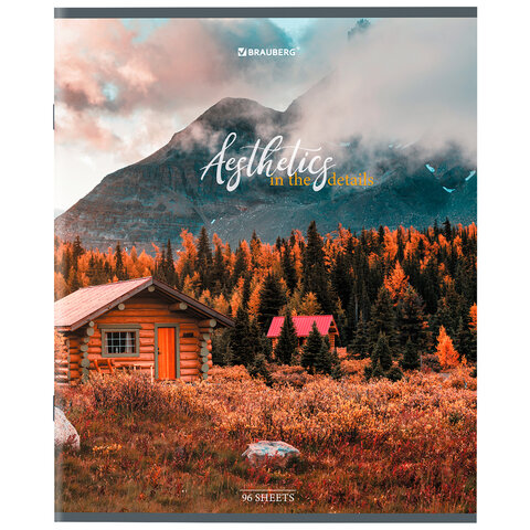 Тетрадь А5, 96 л., BRAUBERG, скоба, клетка, глянцевая ламинация, «Nature»