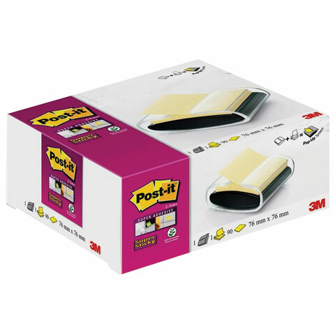 Диспенсер для Z-блоков Post-it Классика Pro-B-1SSCY-R330 + стикеры 76×76 мм канареечно-желтые 90 листов