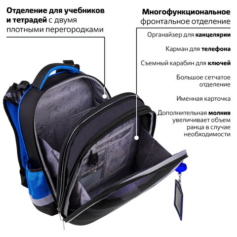 Ранец ЮНЛАНДИЯ EXTRA, с дополнительным объемом, «Soccer ball», 38×29х18 см
