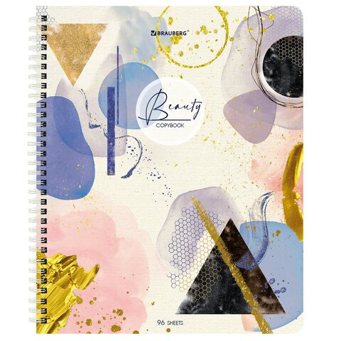 Тетради КОМПЛЕКТ 4 шт., А5, 96 л., BRAUBERG, гребень, клетка, глянцевый лак, «Insight»