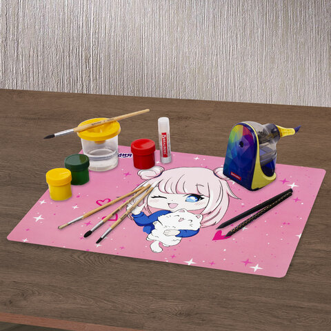 Настольное покрытие ЮНЛАНДИЯ, А4+, пластик, 33×23 см, «Anime pals»