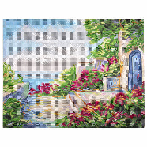 Картина стразами (алмазная мозаика) 30×40 см, ОСТРОВ СОКРОВИЩ «Домик у моря», без подрамника