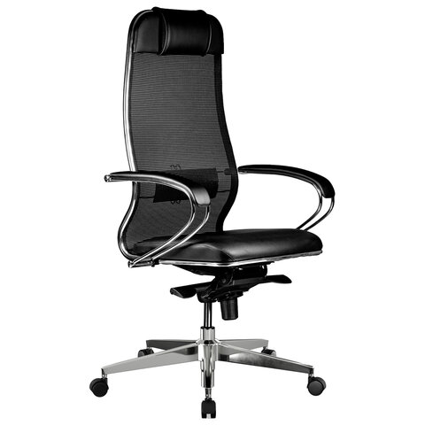 Кресло офисное МЕТТА «SAMURAI» Comfort Sхромсиденье мягкоеткань-сетка/экокожачерное