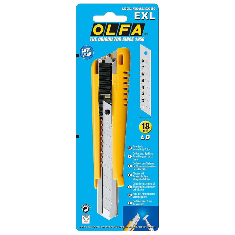Нож канцелярский Olfa OL-EXL с металлической направляющей и автофиксатором (ширина лезвия 18 мм)