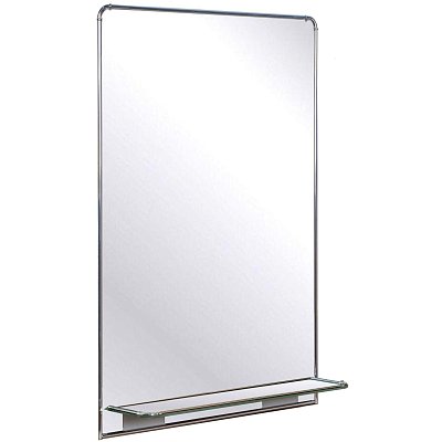 Зеркало МГЛ_ настенное 32Р2 (400×600) рама ПВХ серебро, 1 полка