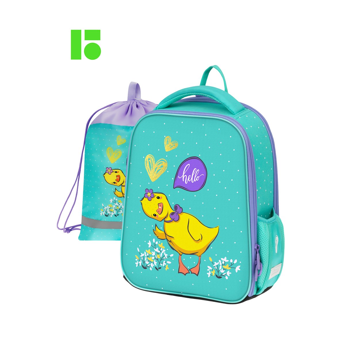 Ранец Berlingo Expert Mini «Hello» 36×27×14см, 2 отделения, 2 кармана, анатомическая спинка, мешок для обуви