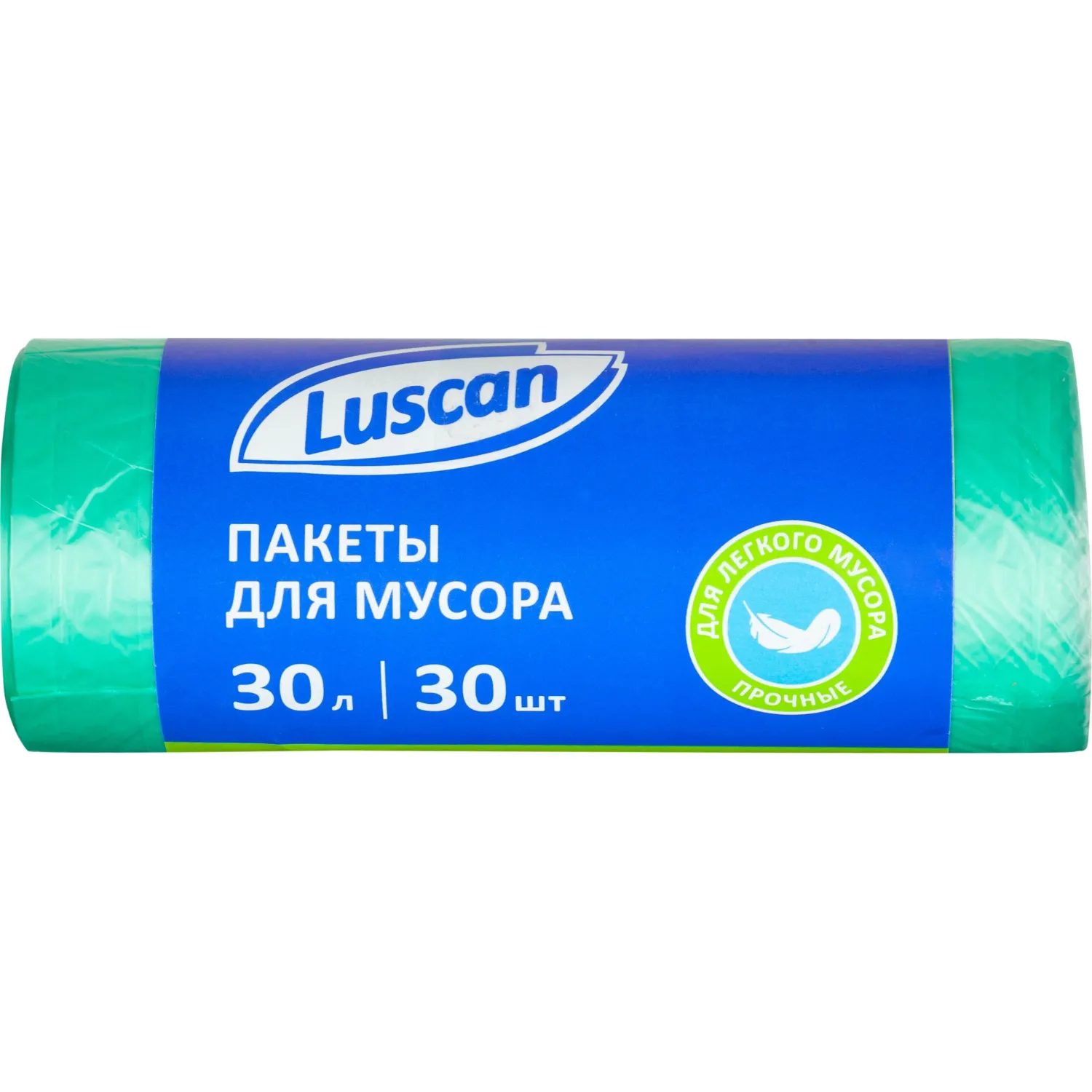 Мешки для мусора Luscan 30 л зелёные (ПНД 10 мкм, 30 штук)