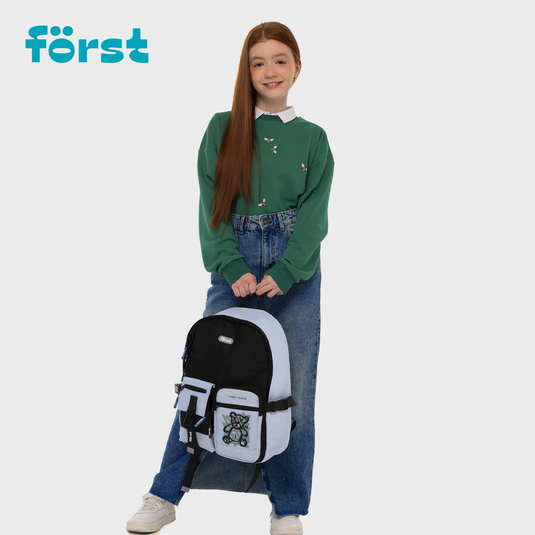 Рюкзак Först F-Teens «Street Fashion» 40×28×15см, 1 отделение, 7 карманов, уплотненная спинка