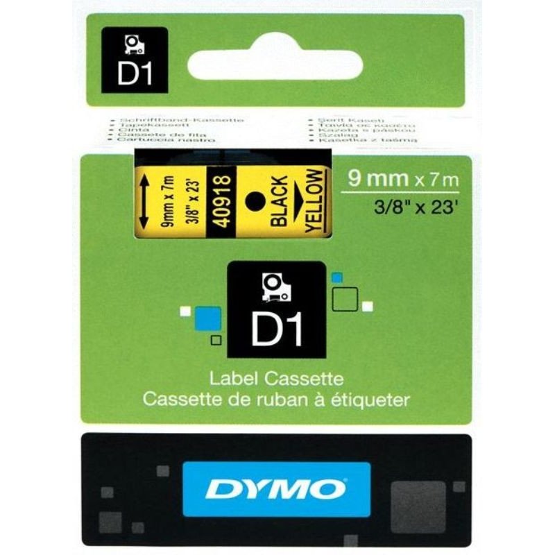 превью Картридж для этикет-принтеров DYMO LM150, LP350, PC II (9 мм x 7м, желтая лента/чёрный шрифт)