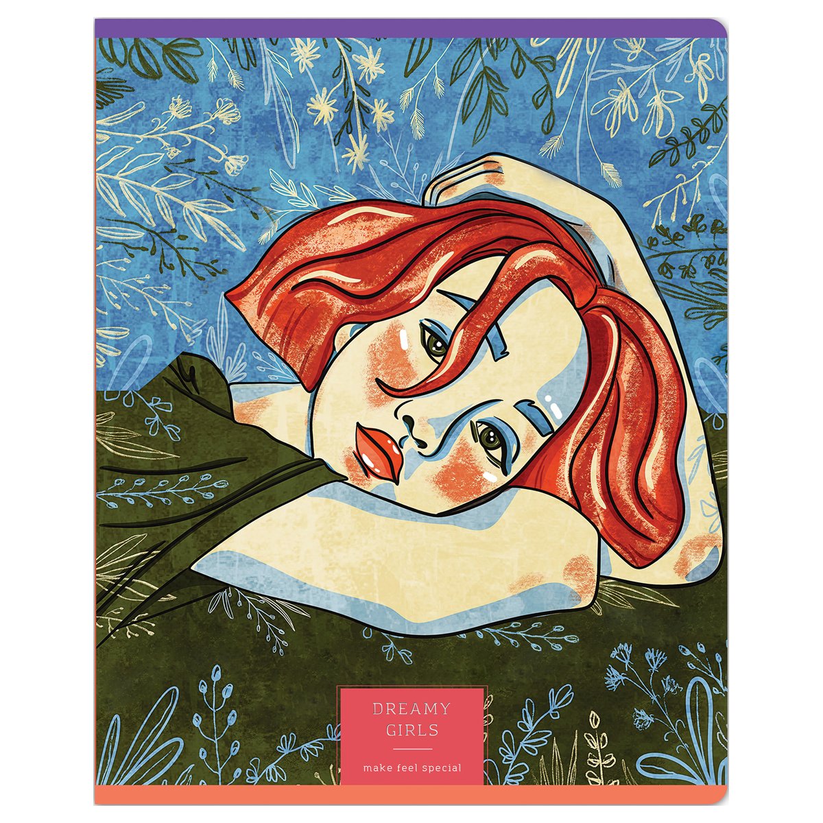 Тетрадь 48л., А5, клетка Greenwich Line «Ornament girls», матовая ламинация, тиснение фольгой, 70г/м2
