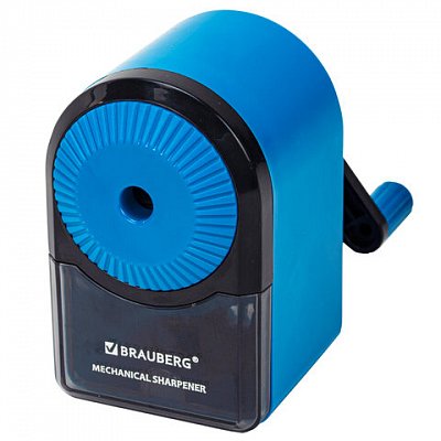 Точилка механическая BRAUBERG ULTRA для чернографитных и цветных карандашейкрепление к столуцвет корпуса голубой с черным271342