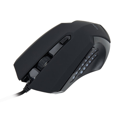 Мышь проводная игровая SONNEN I3, пластик, 6 кнопок, 800-2400 dpi, LED-подсветка, черная