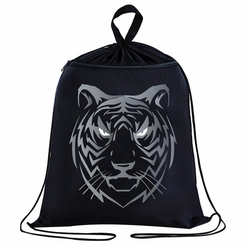 превью Мешок для обуви BRAUBERG, с петлёй, карман на молнии, 47×37 см, «Tiger»