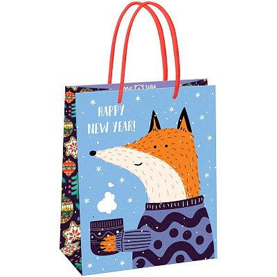 Пакет подарочный 18×23×10см MESHU «Hygge fox», матовая ламинация