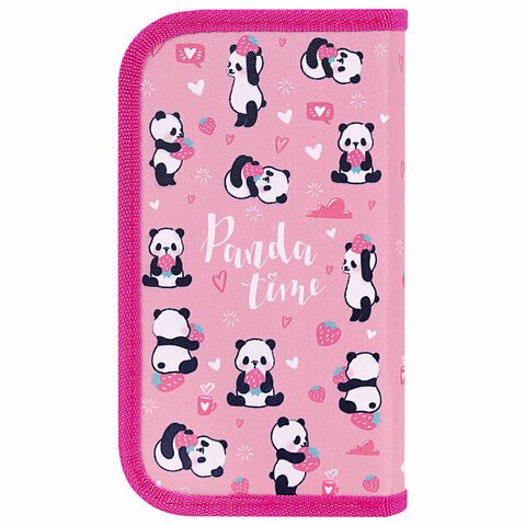 Пенал ЮНЛАНДИЯ, 2 отделения, полиэстер, 19×11 см, «Pandamania»