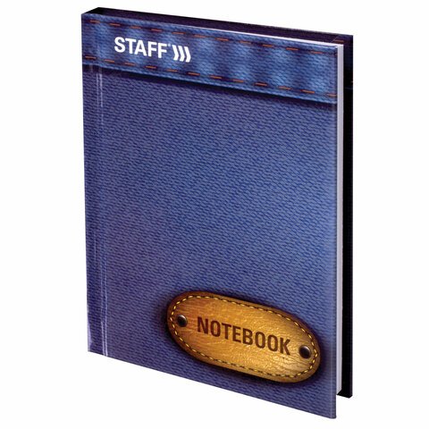 превью Блокнот Notebook STAFF, А6, 110×147 мм, 80 л., твердая ламинированная обложка, джинса