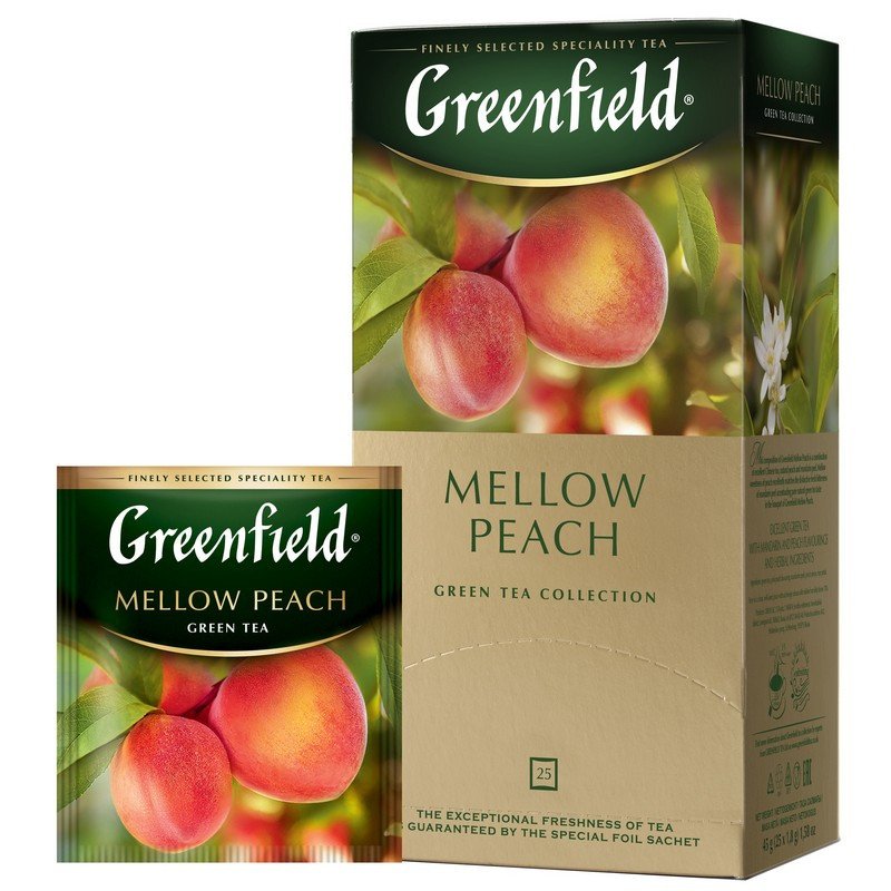 превью Чай Greenfield Mellow Peach зеленый с персиком и мандарином 25 пакетиков
