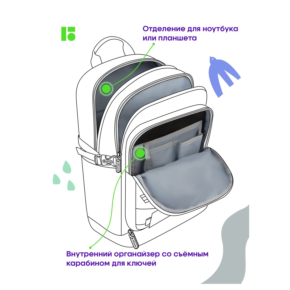 Рюкзак Berlingo Street Style «Sport», 41×28×17см, 3 отделения, 2 кармана, уплотненная спинка