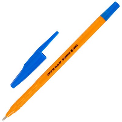 Ручка шариковая STAFF «Basic BP-66 ORANGE», СИНЯЯ, корпус оранжевый, узел 1 мм, линия письма 0.5 мм