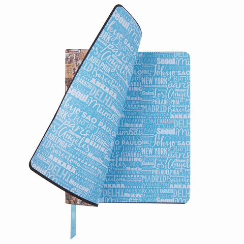 Тетрадь А5 (168×208мм) 80л, кожзам, клетка, бумага 70г/м, фольга, BRAUBERG_Серия_Назва