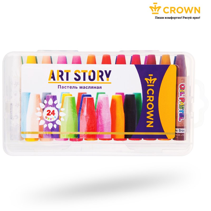 Пастель масляная Crown «ArtStory», 24 цвета, пласт. упак. 